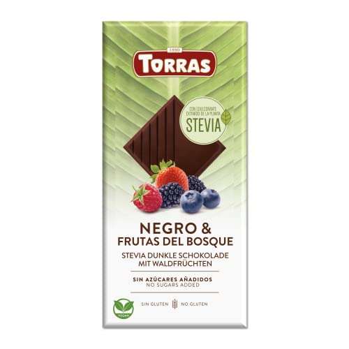 Chocolate Negro Con Frutas de Bosque Sin Azúcares/STEVIA. / 125 Grs
