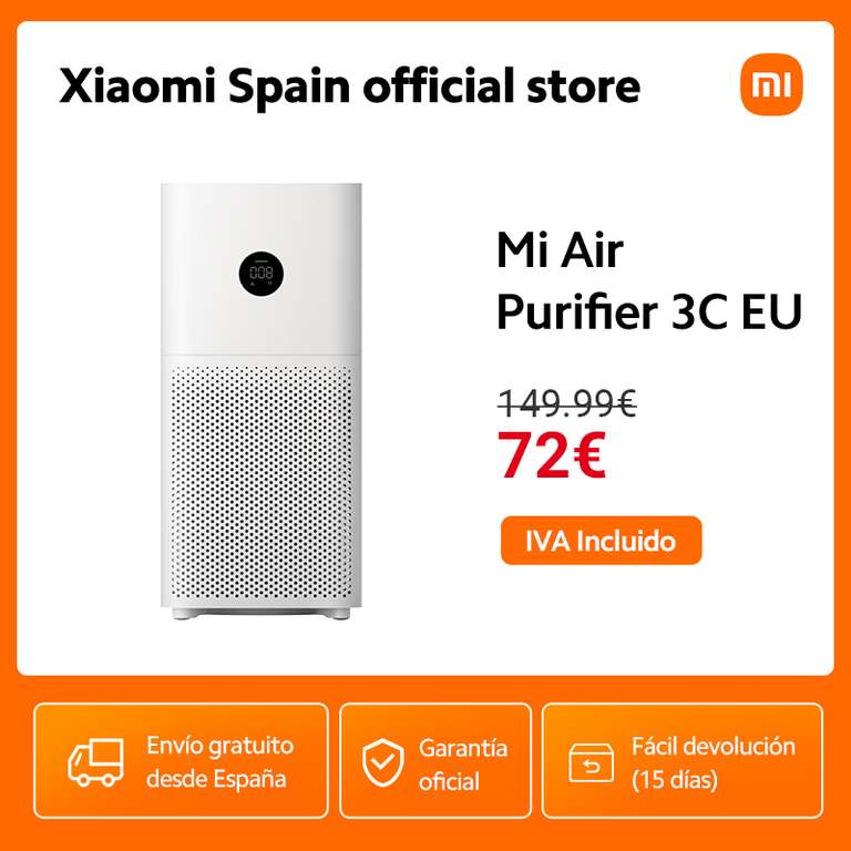 Purificador de aire Xiaomi Mi Air Purifier 3C ( Desde España )