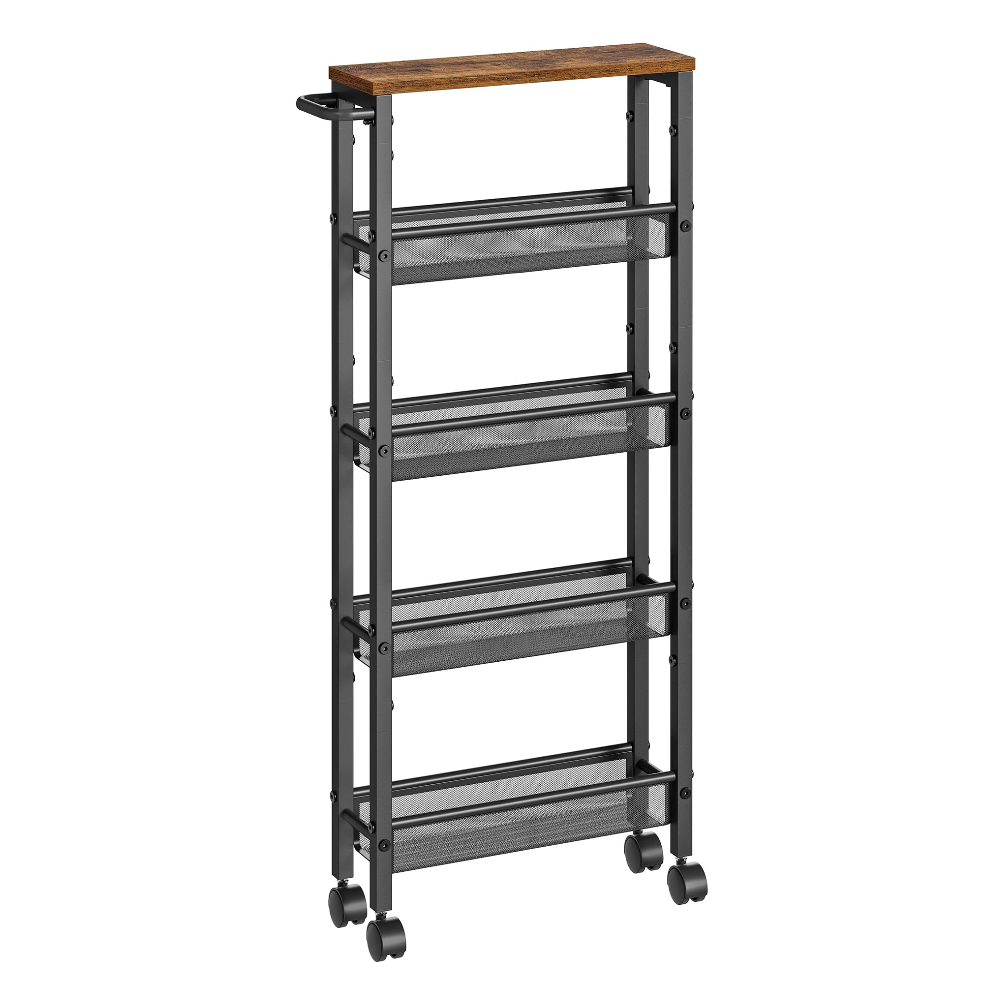 Carro de 5 Niveles, Estrecho de Cocina, con Ruedas, con Asa para Espacio Reducido, 45,4 x 13 x 99,6 cm- VASAGLE