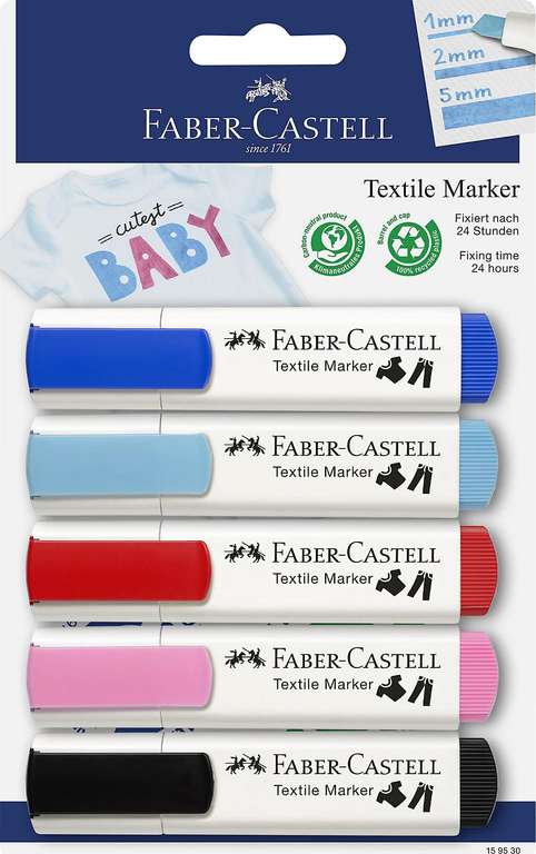 Pack de 5 marcadores textiles FABER CASTELL
