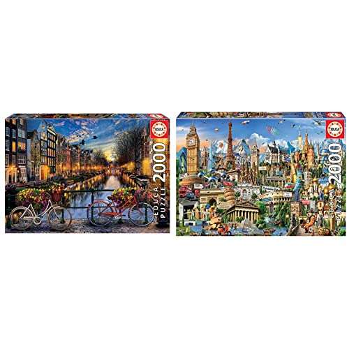 Educa - Ámsterdam paisajes y Lagos Puzzle, 2000 Piezas, Multicolor (17127) & Italian Fascino Puzzle, 2000 Piezas, Multicolor (18009)