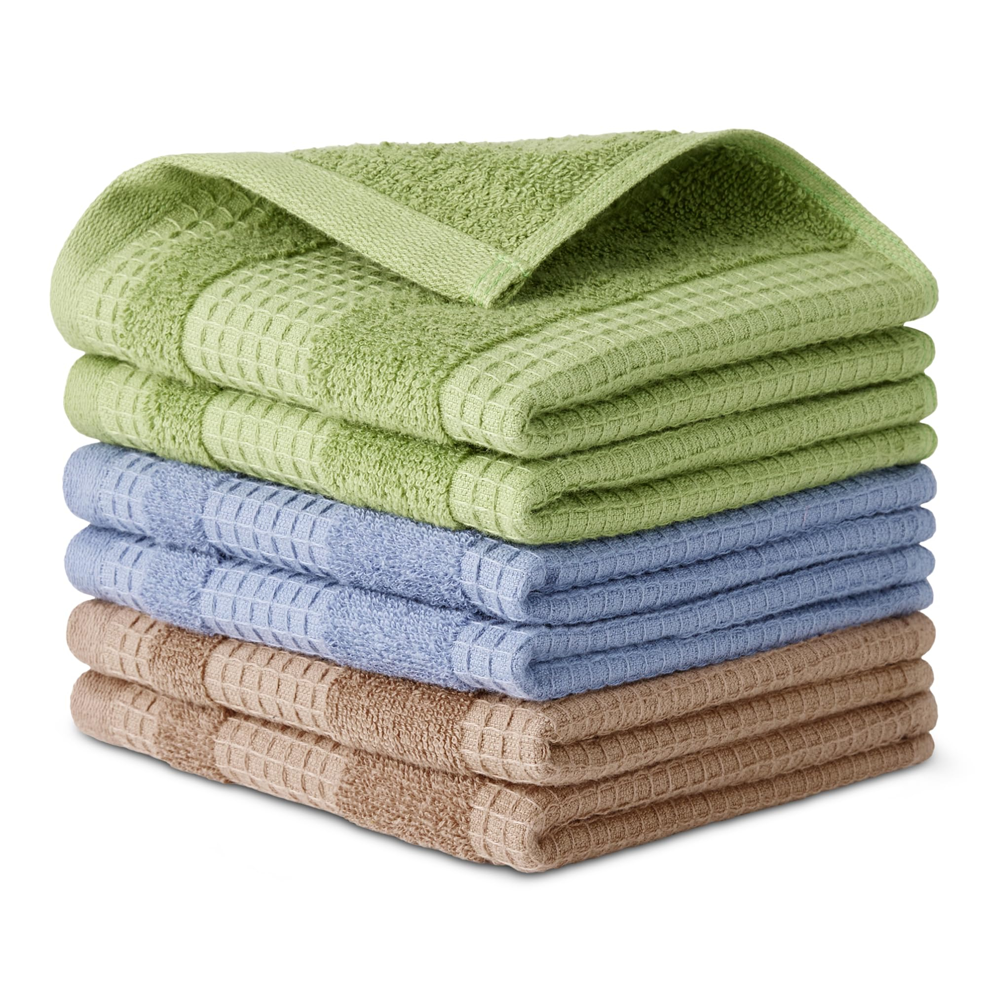 Amazon Basics Paños de Cocina de Algodón Orgánico, Ultraabsorbentes, Secado Rápido, Sin Pelusa, 30,5 x 30,5cm, Paquete de 6