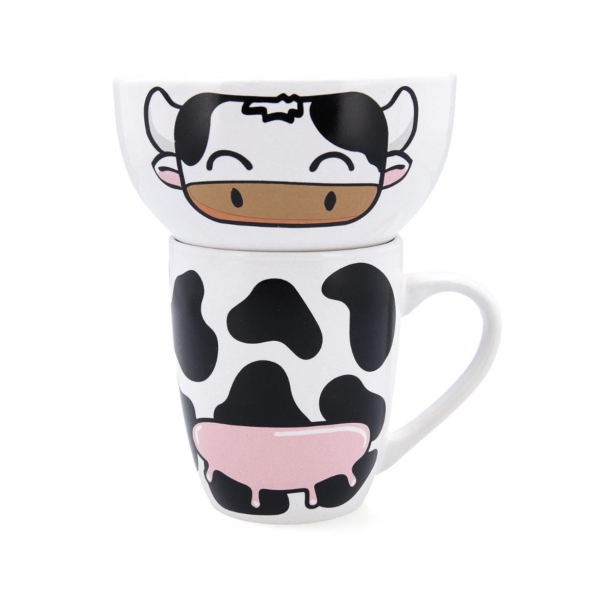 SET INFANTIL MUG Y BOL CERÁMICO. Negro, Cerámica, forma redonda, acabado decorado, 38 cl y 50 cl, 2 piezas, apto para microondas.
