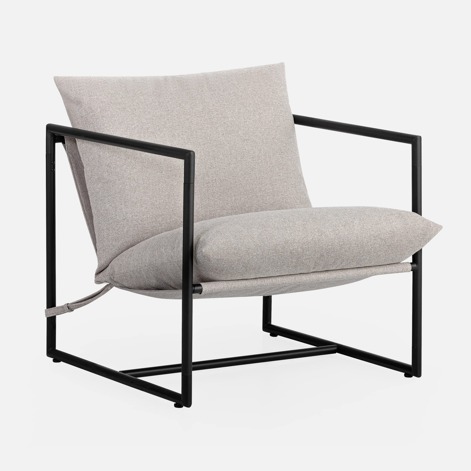Zinus Aidan Sillón Tapizado para Salón, Beige Avena, 78 x 78 x 69 cm Asiento amplio con cojines envolventes y estructura de acero resistente