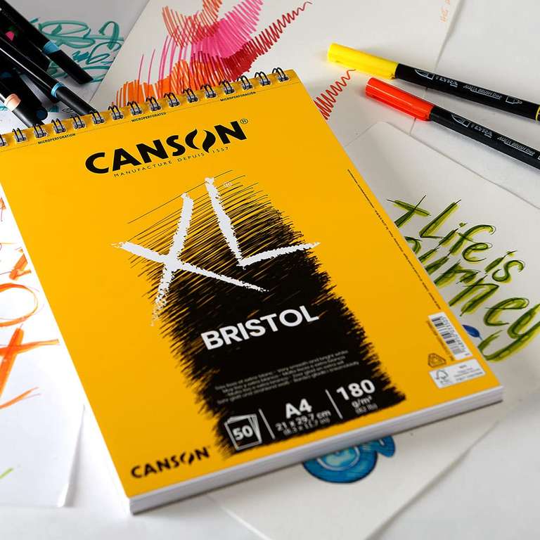 Canson, Álbum Espiral, 21x29,7, 50H XL Bristol Extraliso, 180g, Blanco, A4