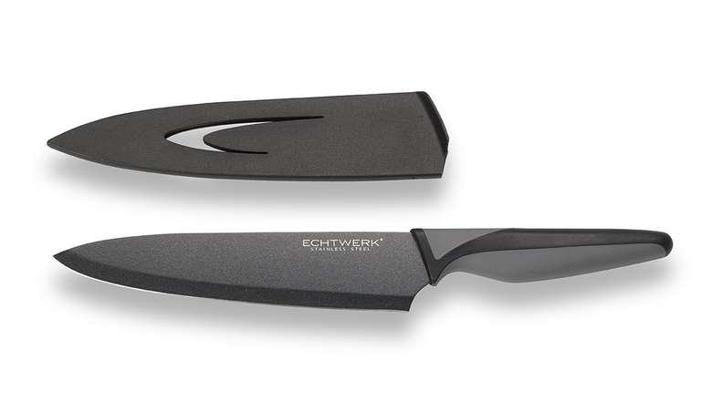 Black Steel Cuchillo de Chef, de Acero Inoxidable + Protector para la Hoja, 20cm
