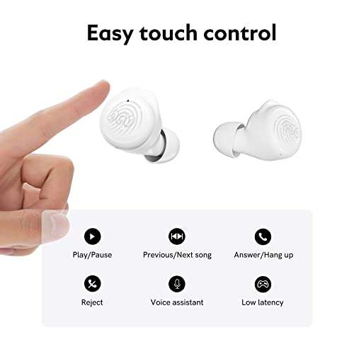 QCY Auriculares inalámbricos T17 Bluetooth 5.1 Micrófono y Control Táctil, Llamada de Reducción de Ruido, Latencia Ultrabaja, IPX5
