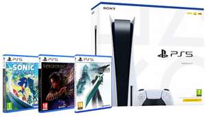 Consola PS5 Chasis C + Final Fantasy VII Remake Integrade + Forspoken + Sonic Frontiers \ PS5 +Horizon Forbidden West o +Hogwarts Legacy