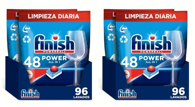 2x Finish Power All in 1 Pastillas para lavavajillas Regular 96 pastillas. Total 192 pastillas. [0'13€/ud]