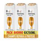 Pack 6 Pantene Champú Repara & Protege Nutri Pro-V, fórmula Pro-V + antioxidantes, para cabello débil y dañado, 250ML x 6