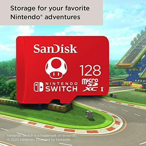 SanDisk 128GB microSDXC card for Nintendo Switch consoles up to 100 MB/s UHS-I Class 10 U3 - Nintendo Licensed Product, Red