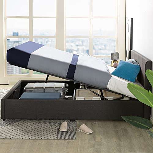 Zinus Canapé abatible de 32 cm con somier tapizado, cama con elevador de gas y almacenamiento
