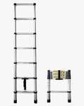 Escalera Telescópica de Acero Galvanizado Plegable y Extensible | Hasta 2,0 metros.