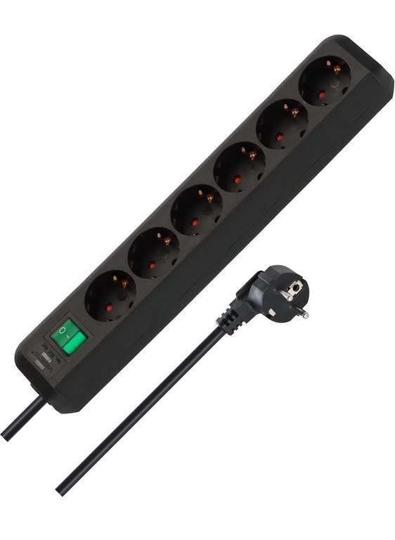 Brennenstuhl Eco-Line regleta de enchufes con 6 tomas de corriente (cable de 1,5m, interruptor) negro