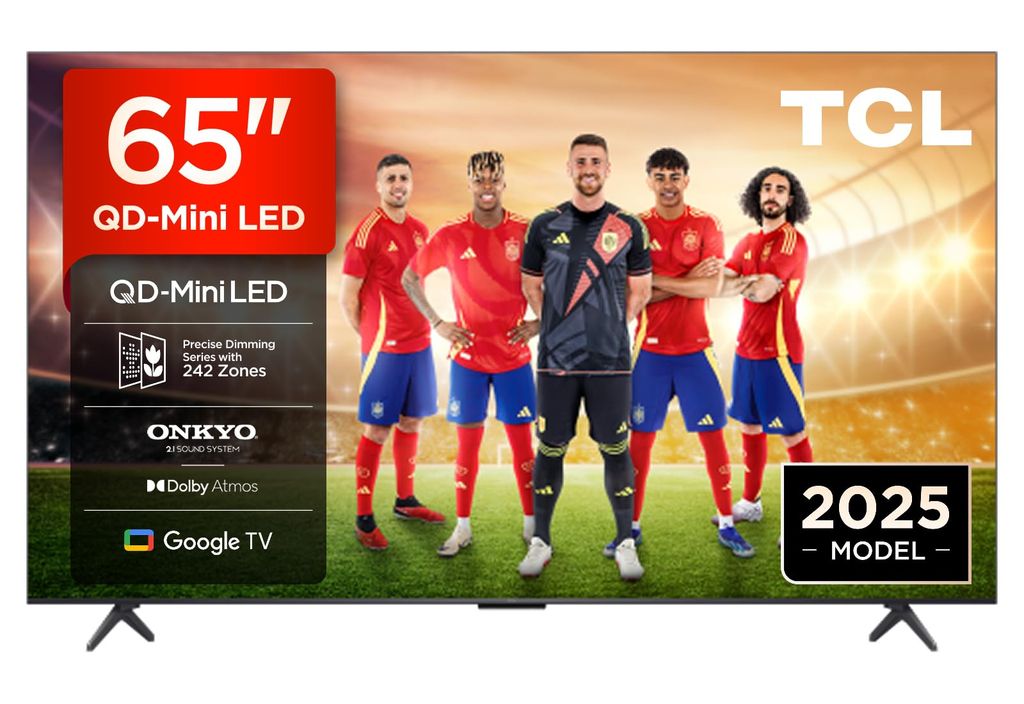 TCL 65Q6C Televisor 65 Pulgadas QD-Mini LED 4K Smart TV, 1000 nits, 144Hz Motion Clarity Pro, Onkyo 2.1, Game Master, FreeSync,