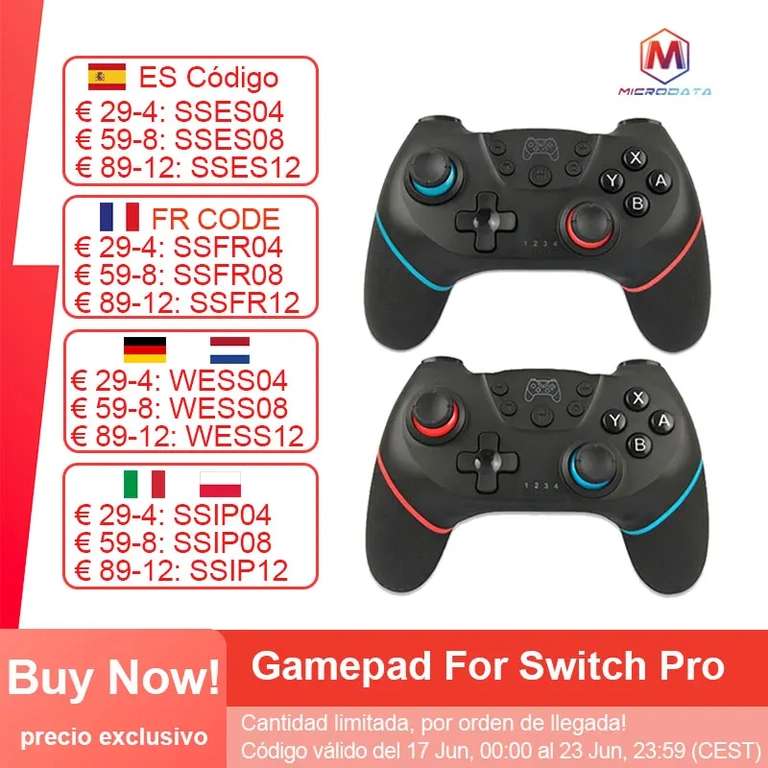 MicroData Bluetooth Gamepad para Nintendo switch Pro