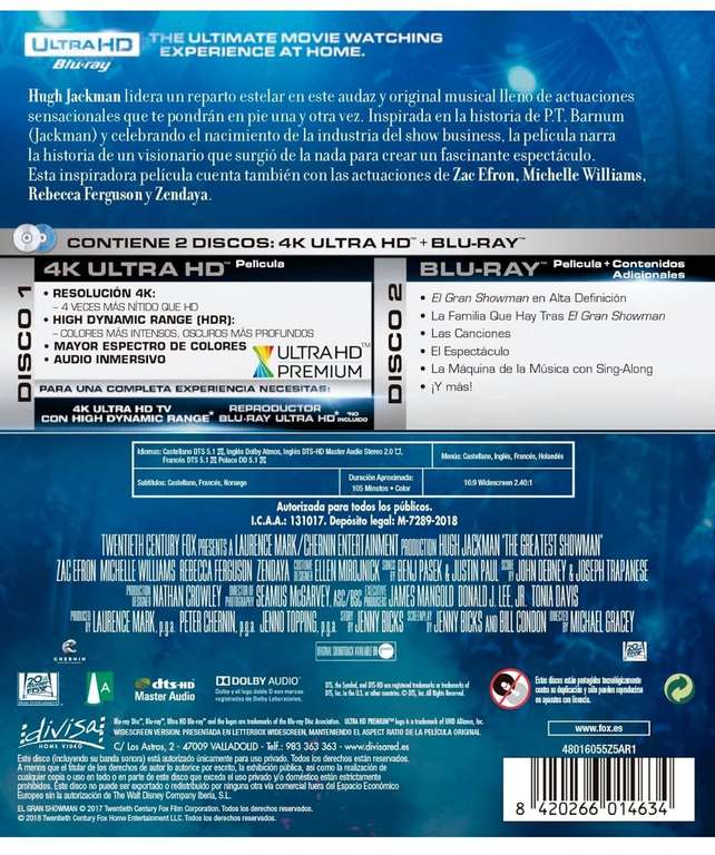 El Gran Showman 4k Ultra-HD [Blu-ray]
