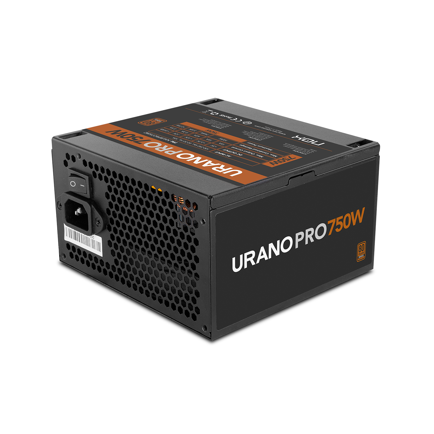 NOX XTREME PRODUCTS URANO Pro 750 W 80 PLUS Bronze – Fuente de Alimentación ATX con Ventilador Silencioso 120 mm PWM, Protección Integral