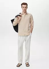 Camisa lino bolsillo. Todas las tallas de la XS a la XXL