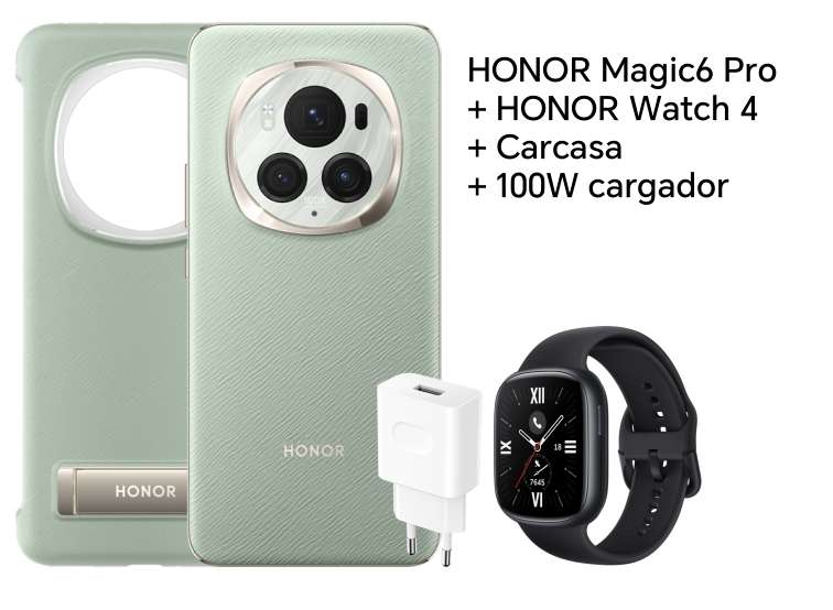 HONOR Magic6 Pro 12GB+512GB + Honor Watch 4 + Honor Supercharge 100W + Funda PU Bracket