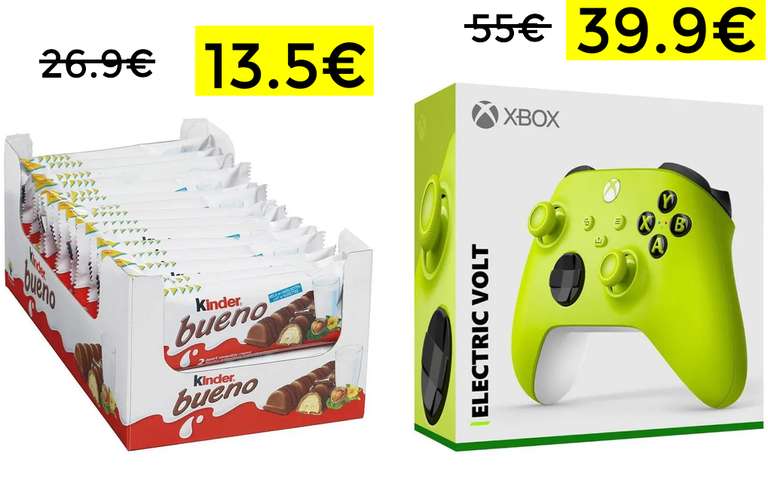 Kinder Bueno Pack de 30 solo 13.5€ // Mando Xbox 39.9€