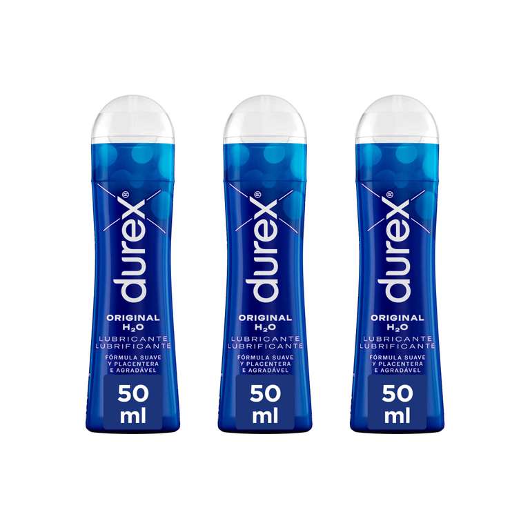 Durex - Lote Set 3x Lubricantes Original H2O 50ml, Suave y Placentero, Sexo Seguro