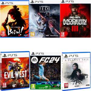 Juegos PlayStation 5: Like a Dragon: Ishin! 24€, Jedi Fallen Order 18€, Call Of Duty III 59€, Evil West 24€, FC 24 44€, Plague Tale 19€