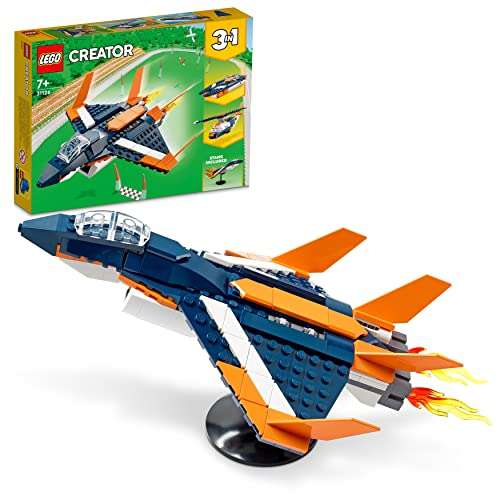 LEGO Creator Reactor Supersónico, Juego de Construcción Creativo 3 en 1: Avión, Helicóptero y Lancha de Juguete