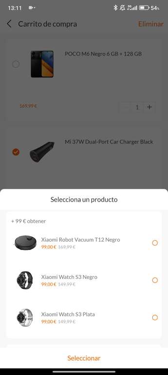 Xiaomi Robot Vacuum T12 + Cargador coche. (Estudiantes 94€). Con mi points 75€