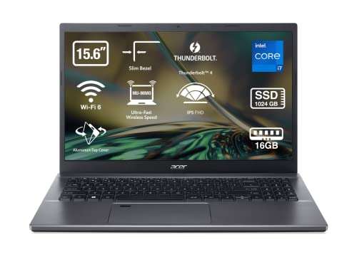 Acer Aspire 5 A515-57 - Ordenador Portátil 15.6" Full HD LED IPS (Intel Core i7-1255U, 16GB RAM, 1TB SSD, Intel Iris Xe Graphics, Sin SO)