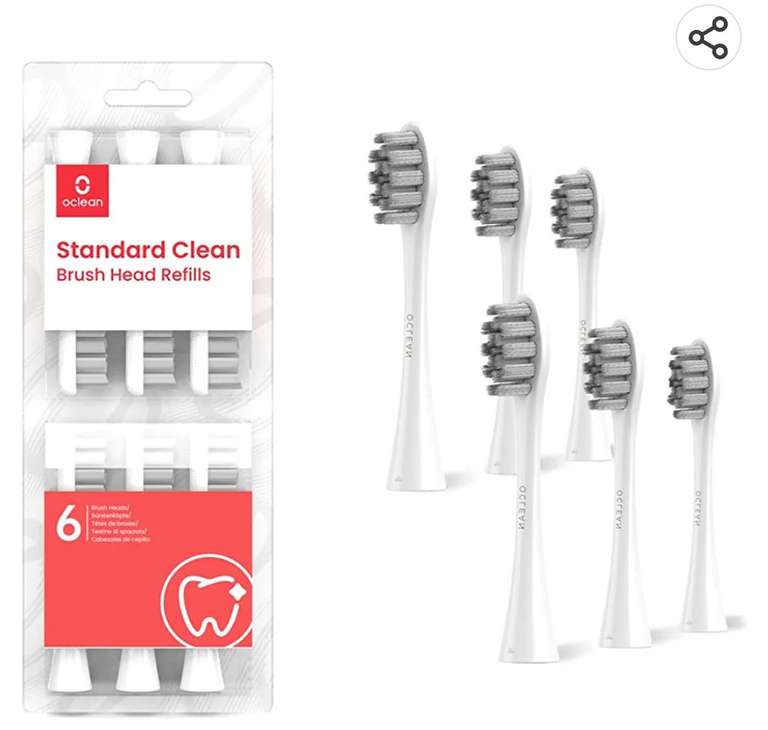 RECAMBIO del cabezal del cepillo de dientes Oclean, compatible con todos los mangos eléctricos Oclean, aprobado por la FDA (paquete de 6