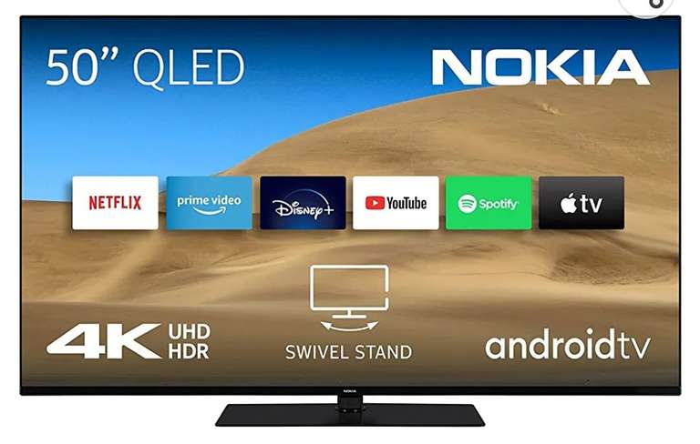 Nokia Smart TV - 50 " (126 cm) Android TV (QLED 4K UHD, WLAN, Dolby Vision, HDR10, DVB - C/S2/T2, Netflix, Prime Video, Disney)