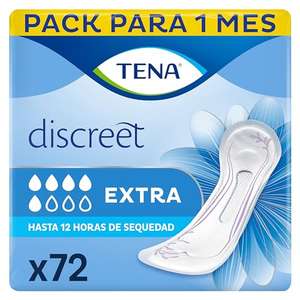 TENA Discreet Extra - Compresas Diarias - Hasta 12 Horas de Sequedad - Paquete Mensual de 72 Unidades