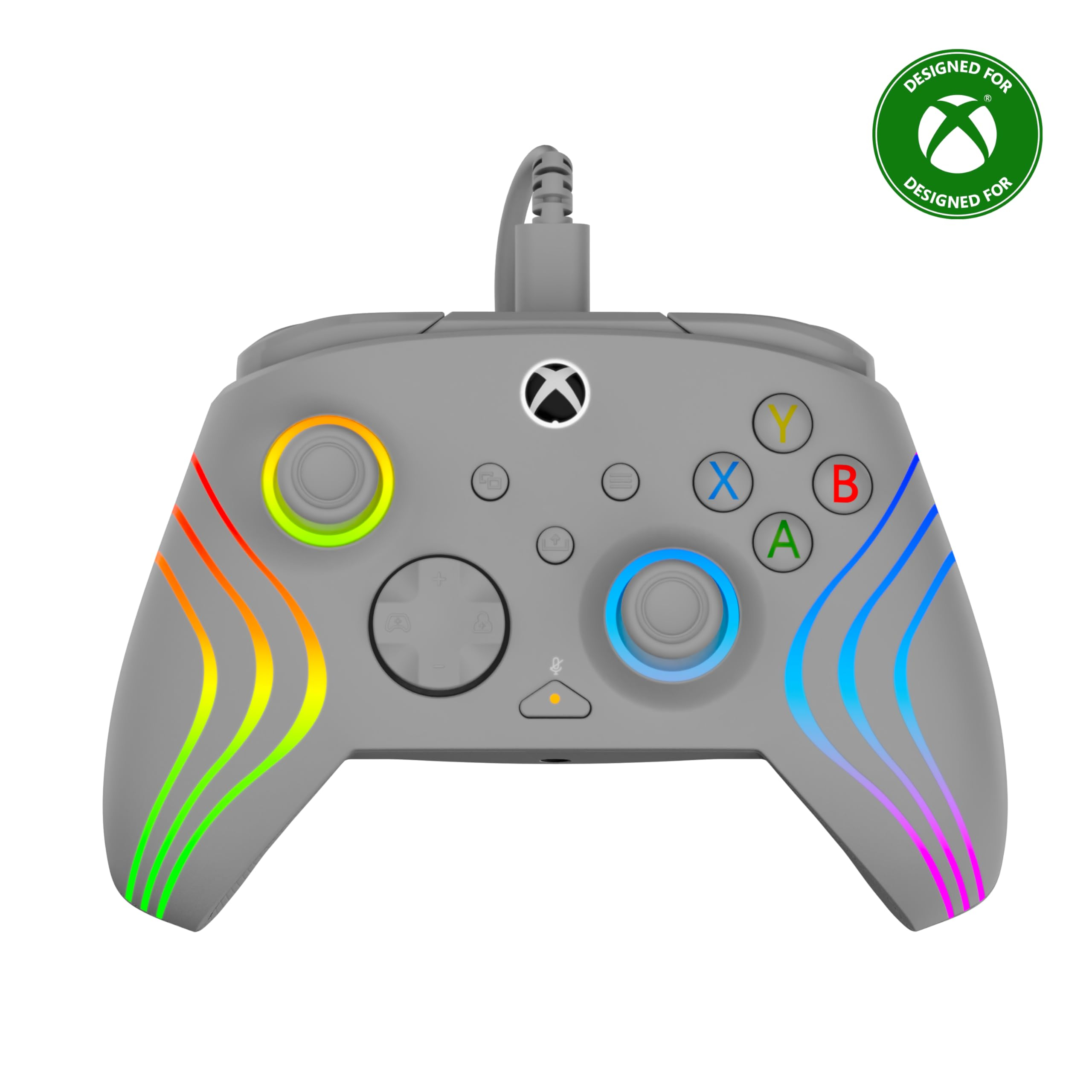 Turtle Beach Afterglow Wave Mando Gris con Cable RGB - con Licencia para Xbox Series XS, Xbox One y Windows