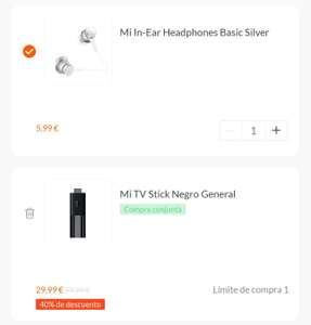 Xiaomi Mi TV Stick + Auriculares Xiaomi (20'8€ con mi points)