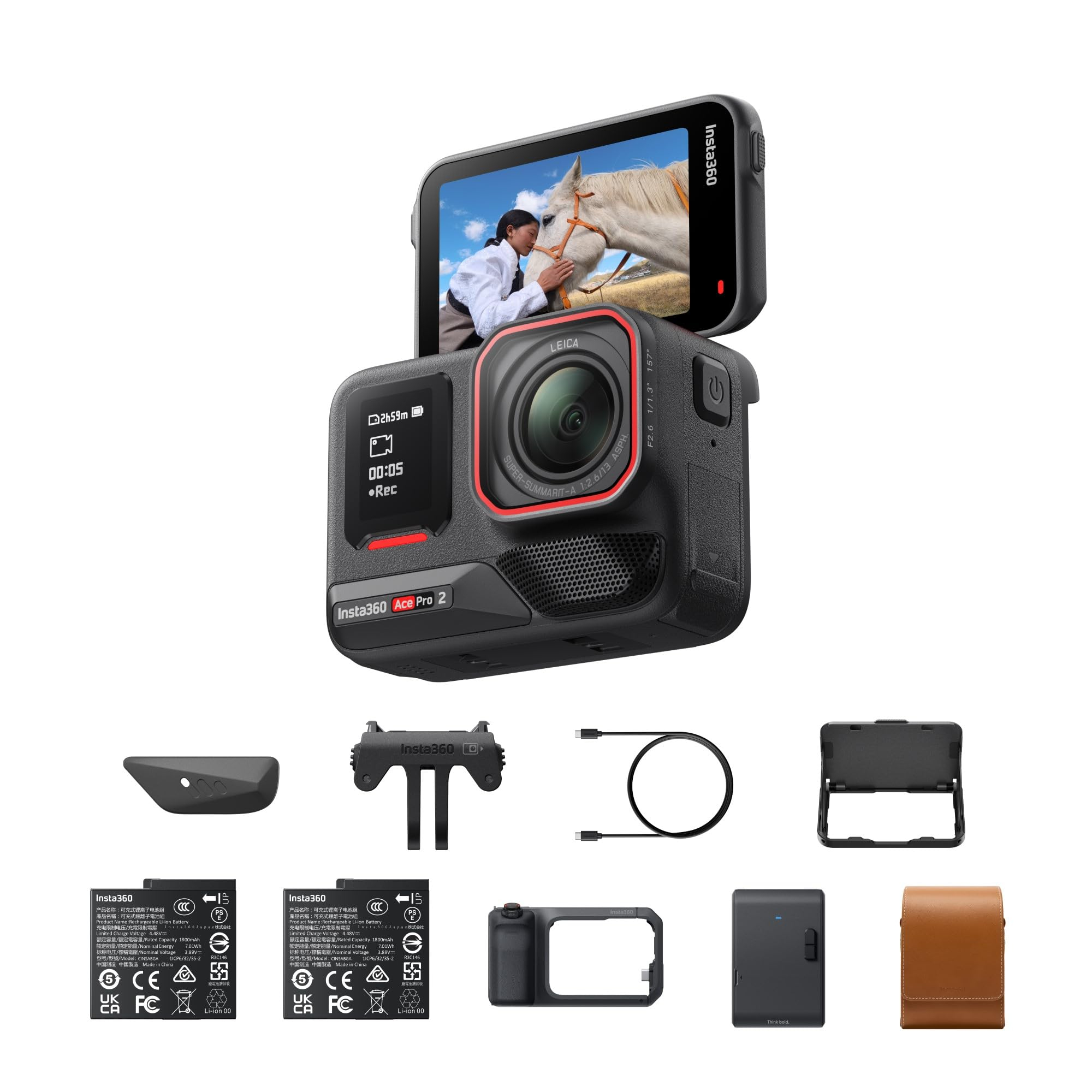 Cámara Insta360 Ace Pro 2 Pack Impresión (8K, Leica, sensor 1/1.3", pantalla abatible, empuñadura Xplorer Pro, 2 baterías, impresora)