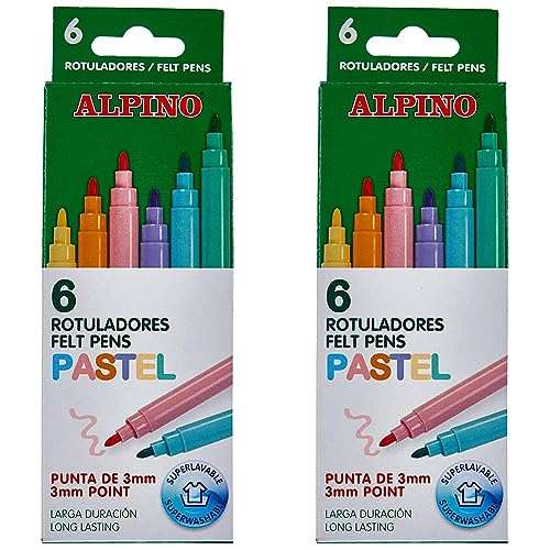 2 packs de rotuladores color pastel marca ALPINO (12 rotuladores en total)
