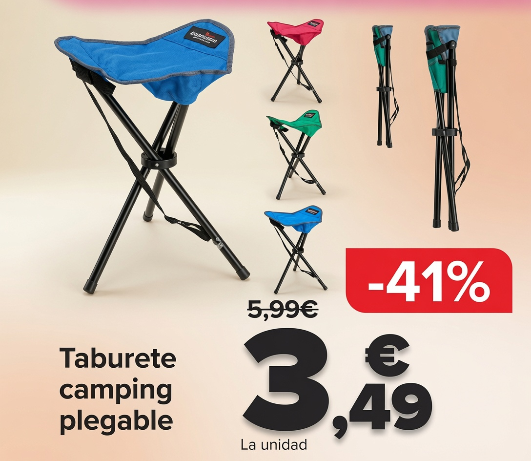 Taburete plegable por 3,49€ (Carrefour tienda física - toda España)