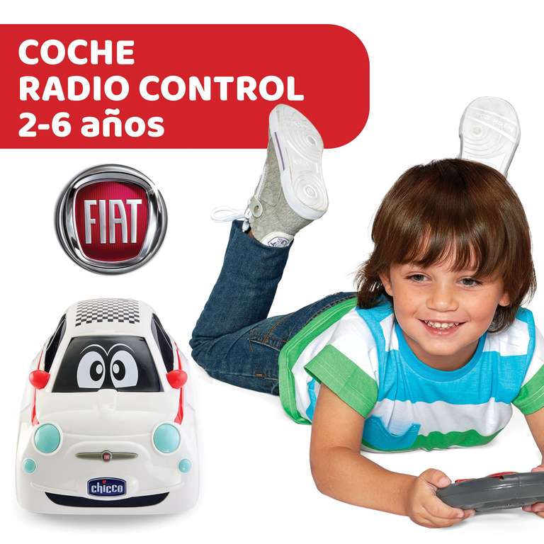 Chicco Fiat 500 RC Coche Radiocontrol, Coche Teledirigido de Carreras Deportivo para Niños