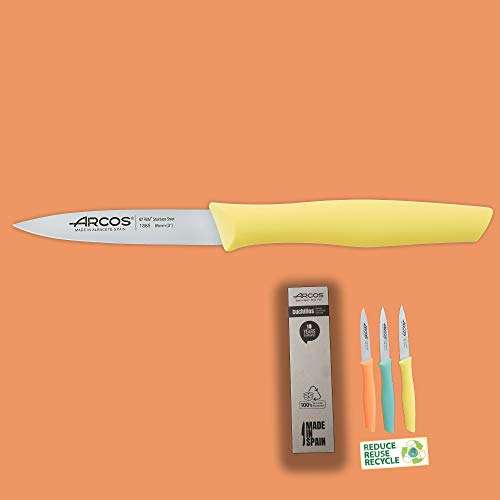 cuchillo pelador arcos (85 mm, Amarillo, Turquesa, Naranja) Acero Inoxidable Nitrum (100mm en descripción)