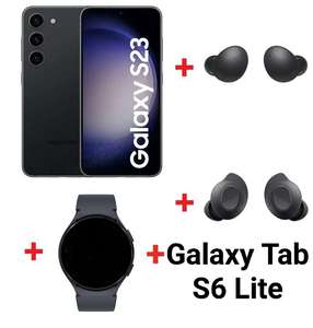 Samsung Galaxy s23 256Gb + Samsung Galaxy Watch6 + Galaxy TAB S6 Lite + Galaxy Buds FE + Galaxy Buds 2 / Precio Sin tablet 766,94€.