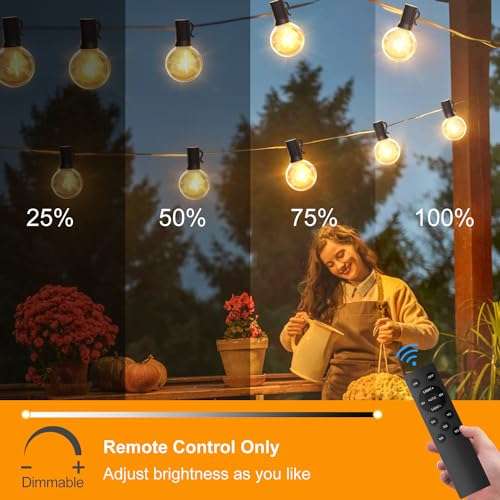Guirnaldas de Luces Exterior, 30M, 50+2 G40 Luminosas de Exterior LED, 5 Modos, Control Remoto, Temporizador, Exterior y Interior Deco