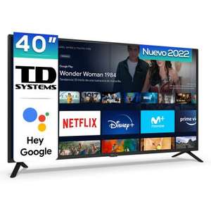 Smart TV 40 pulgadas televisor (Hey Google official Assistant) Control por Voz - TD Systems