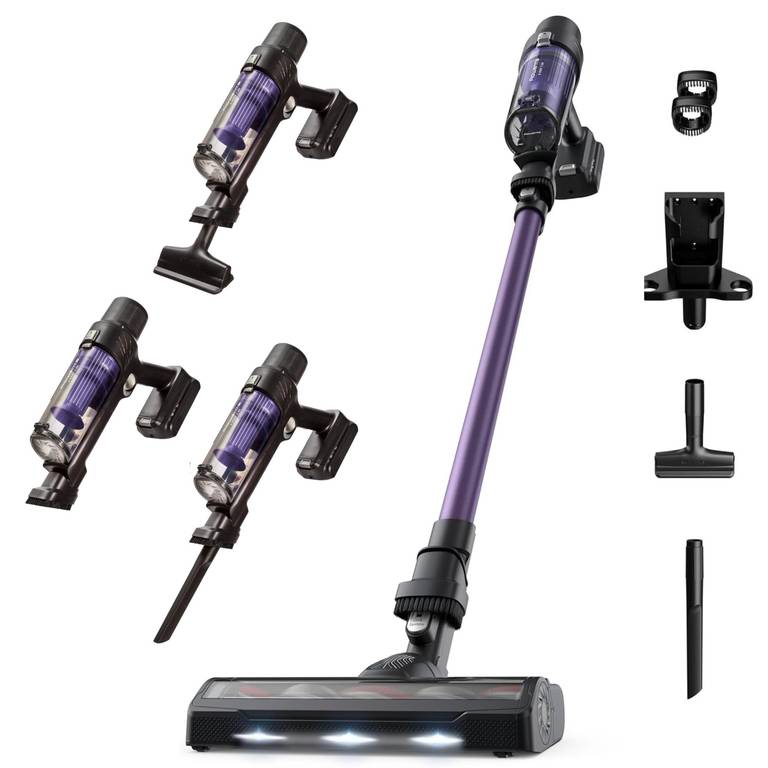 Rowenta X-Pert 7.60, Aspiradora Escoba Sin Cable, Lila | Batería 45 min, Motor 140W, Filtro HEPA