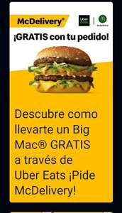 Big Mac gratis con Uber Eats. McDelivery