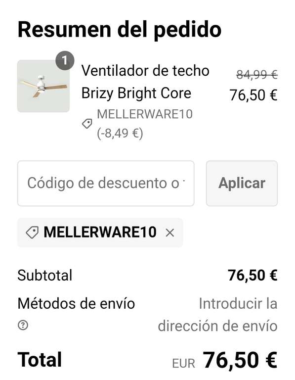 Ventilador de techo Brizy Bright Core (diámetro 122 cm)
