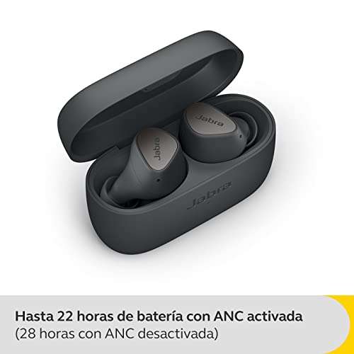 Jabra Elite 4 Auriculares Inalámbricos, Discretos y Cómodos, con Cancelación Activa de Ruido (ANC), Bluetooth Multipunto, Gris Oscuro