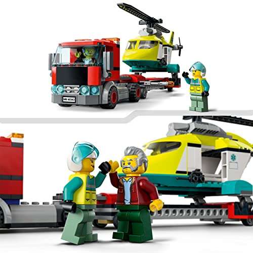 LEGO 60343 City Transporte del Helicóptero de Rescate con Camión de Juguete y Mini Figuras, también en Fnac y Polyjuguetes