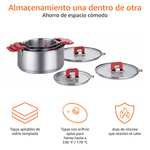 Amazon Basics Juego de Ollas de Inducción de Acero Inoxidable - 3 Piezas, Antiadherentes - 16/20/24 cm