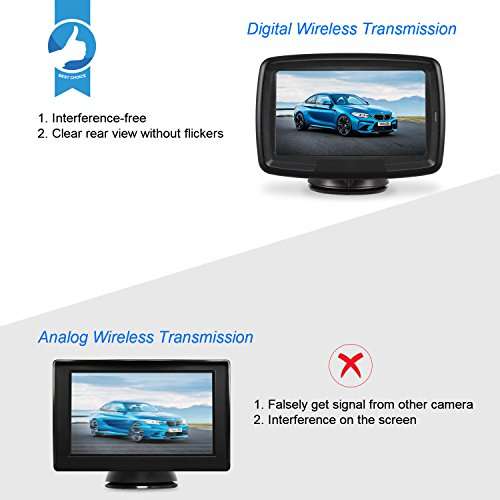 Auto-VOX TD-2 Kit de cámara de Marcha atrás Digital inalámbrica con Monitor TFT, 10,9 cm Cámara de Coche Impermeable IP 68 con Buena visión.